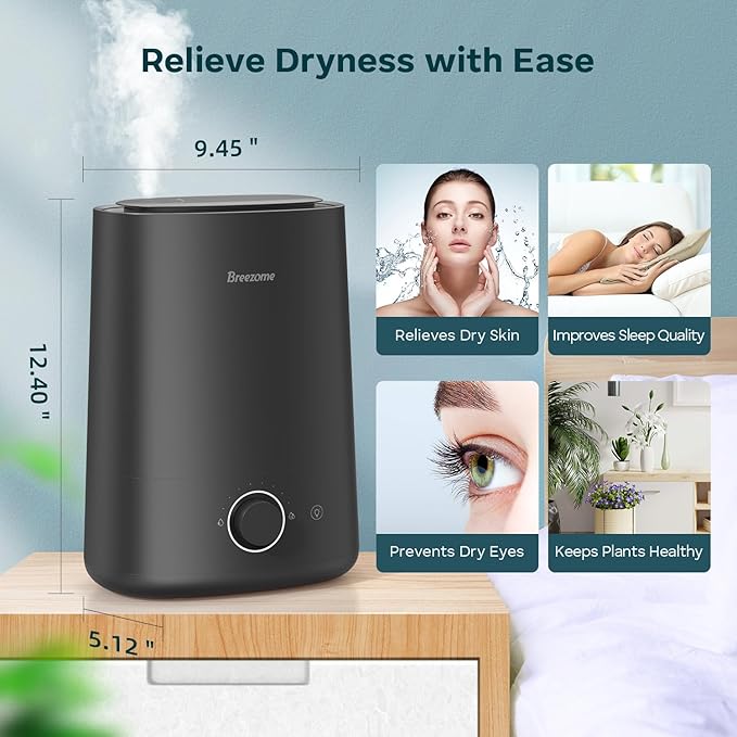 BREEZOME 5L Humidifiers for Bedroom, Ultrasonic Cool Mist Top Fill Humidifier & - Image 8