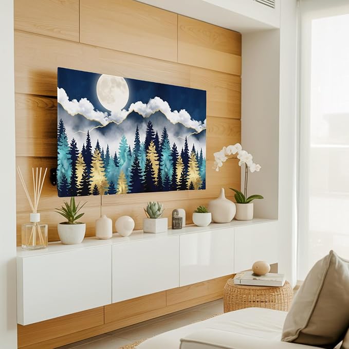 Moonlit Night Forest Mountains Indoor TV Cover, Elastic TV Screen Protector - Image 2