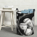 Vintage Baseballs Retro Flag Display Design Round Laundry Hamper Bag by Unknown