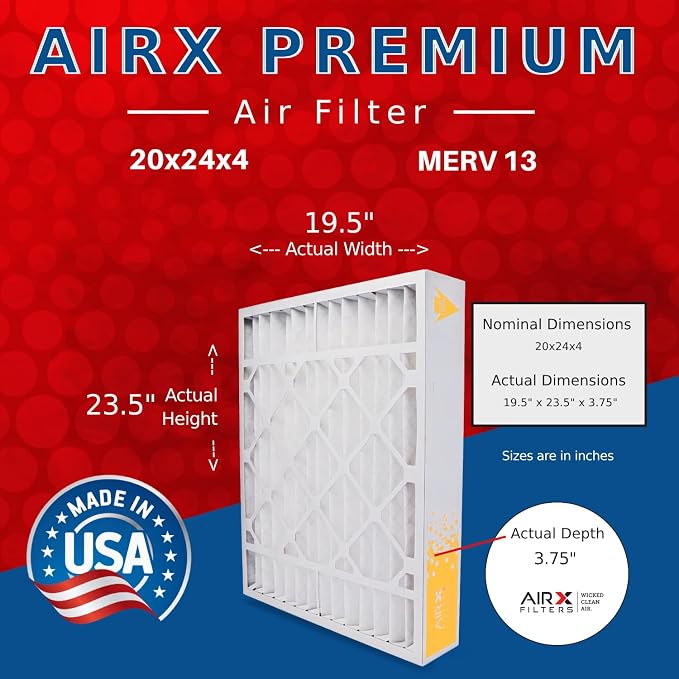 AIRX FILTERS WICKED CLEAN AIR. 20x24x4 Air Filter MERV 13 Electrostatic Pleated - Image 2