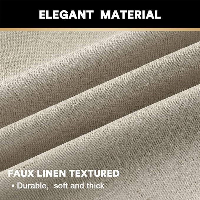 PrinceDeco Linen 100% Blackout Curtains - Image 4