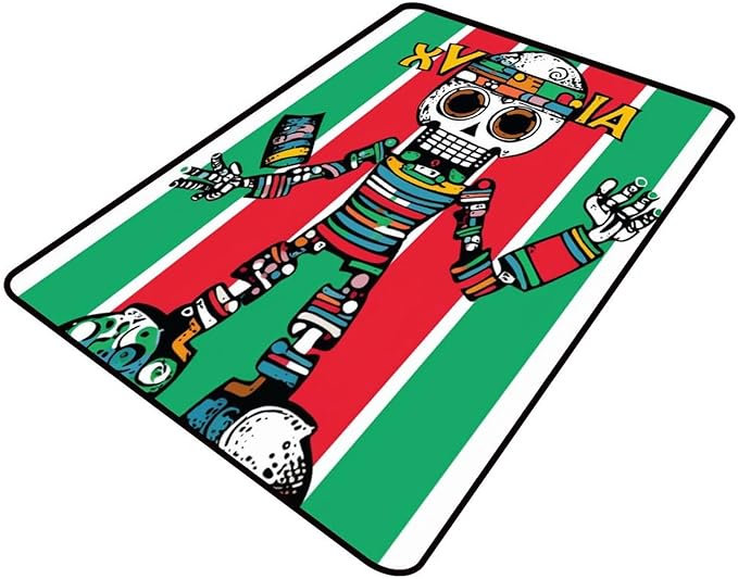 Wall-to-Wall Carpeting, Skull Robot Pattern Printing Non-Slip Area Rugs Fade by Snarena
