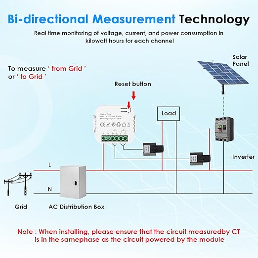 Smart Home Energy Monitor 2×120A, Dual-Channel Real-Time Electricity Usage - Image 6