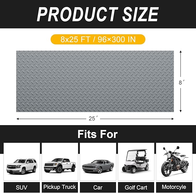 8x25 FT Garage Floor Mat, 2.8mm Thickened Flooring Roll - Image 2