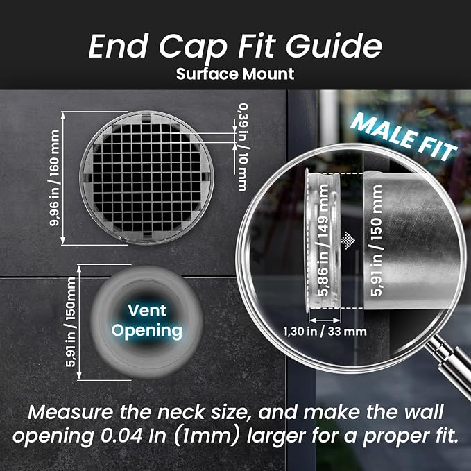 6" Inch Duct End Cap with Steel Mesh - Image 2