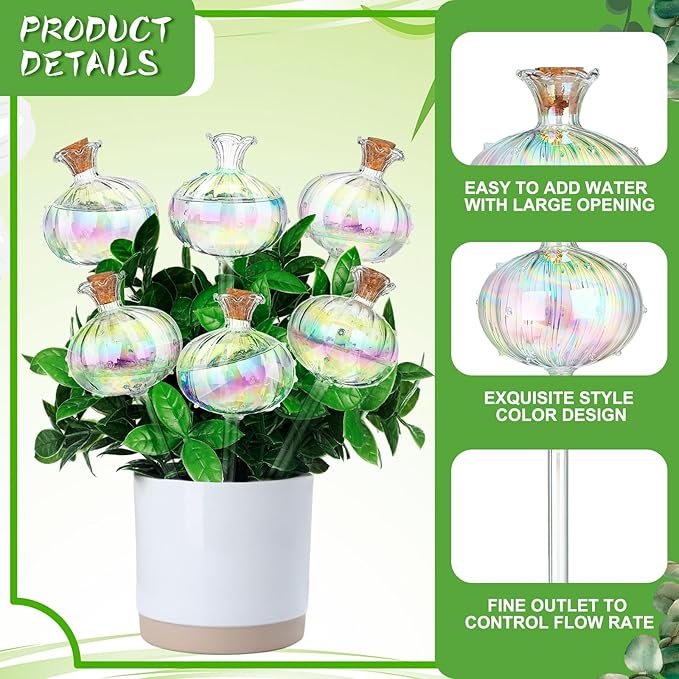Yungyan 6 Pcs Self Watering Plant Globes Glass Cactus Insert Watering Devices - Image 4