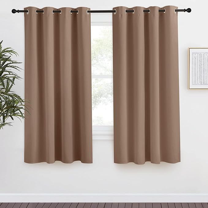 NICETOWN Blackout Curtain 57 inch Length, W55 x L57 Inch, Cappuccino, 8 by NICETOWN