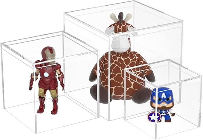 KissYou Acrylic Box with Lid 2 Pieces Clear Square Cube Jewelry Storage Box - Image 4