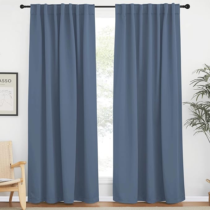 NICETOWN Living Room Blackout Curtains, Stone Blue Blackout Window Covering by NICETOWN