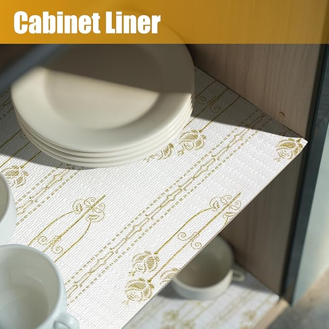 Drawer and Shelf Liner for Kitchen Cabinets Non-Adhesive Drawer Liners Floral - Image 6