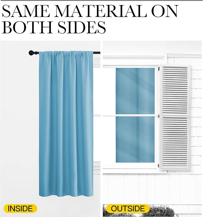 NICETOWN Living Room Curtains, Teal Blue, 1 Pair, 70 x 84-inch, Home - Image 5