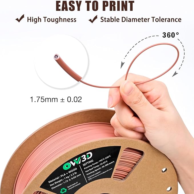 OVV3D PLA Filament Wood PLA, 3D Printer Filament Gradient Multicolor Wood PLA - Image 5