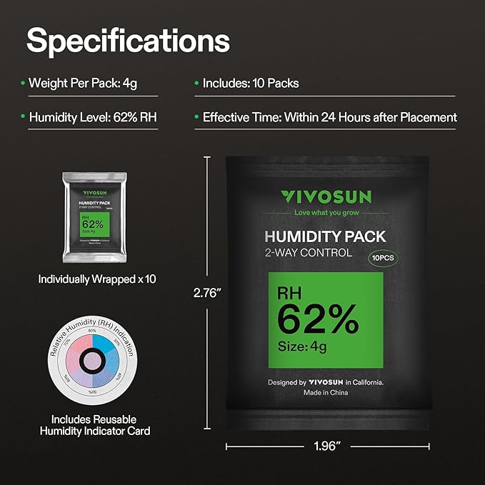 VIVOSUN 62% RH Two-Way Humidity Control Packs, Size 4 g, 10 Packs - Image 8