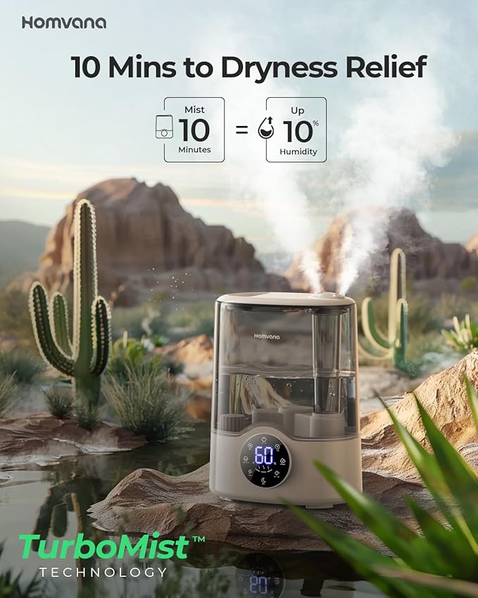 Homvana Humidifier Large Room, 7L Smart Warm and Cool Mist, Top-Fill Humidifiers - Image 2