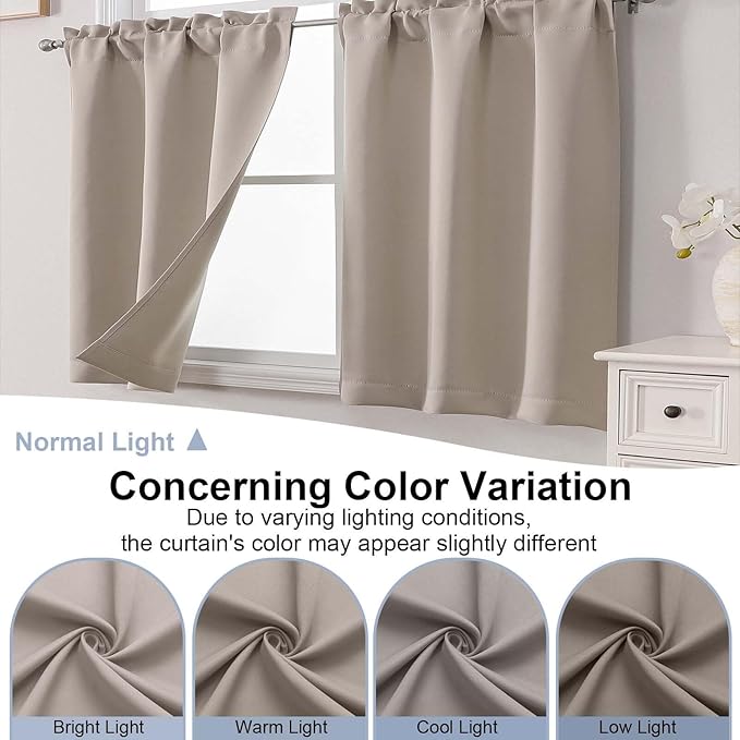 Chyhomenyc Stone Short Blackout Curtains 36 Inch Length, Small Kitchen Curtain - Image 8