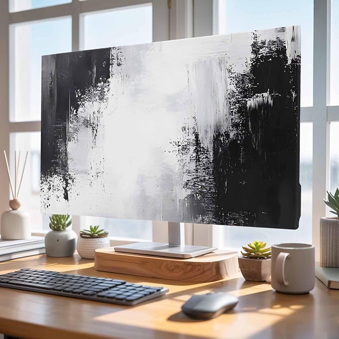 Abstract Black White Gradient Indoor TV Cover, Elastic TV Screen Protector by Unknown