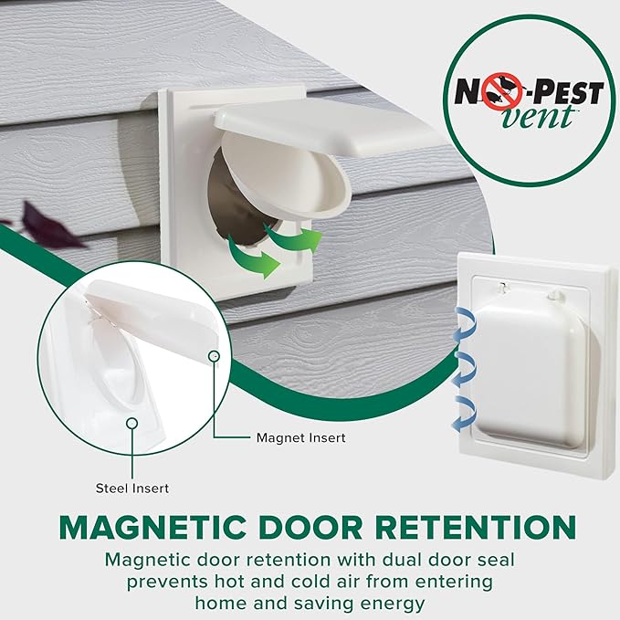 NO-PEST VENT, Exclusive Dual Door Dryer Vent Cover Outdoor 4 inch or Bathroom - Image 4