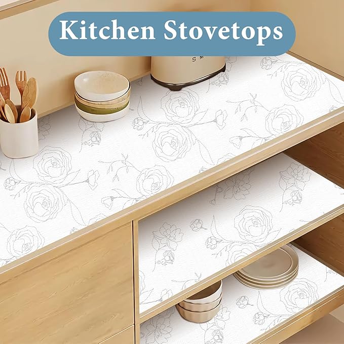 Shelf Liners for Kitchen Cabinets 17in x 20FT Non Adhesive Drawer Liner Sliver - Image 4