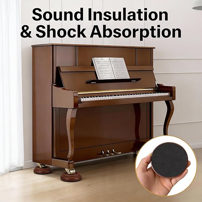 4 Pcs Solid Wood Upright Piano Caster Cups, Non-Slip & Anti-Noise - Image 4
