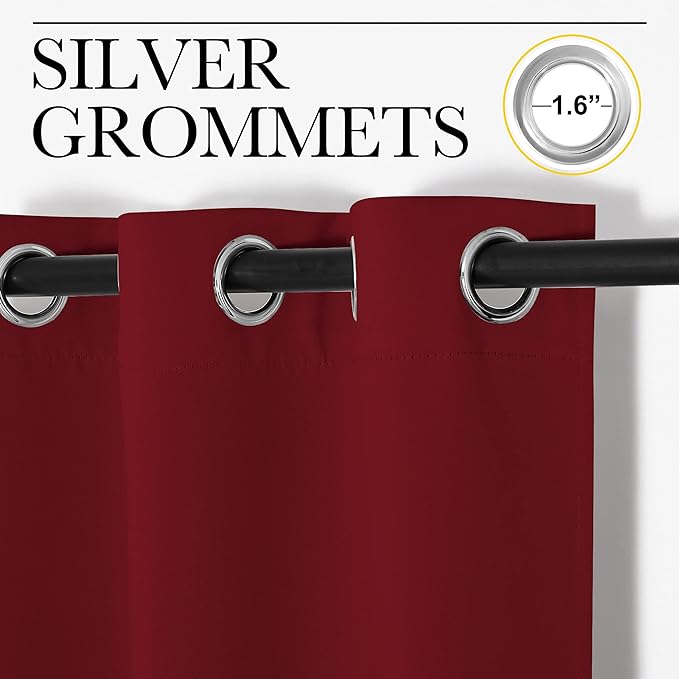NICETOWN Burgundy Red Blackout Curtains 120 inches Length - Image 2