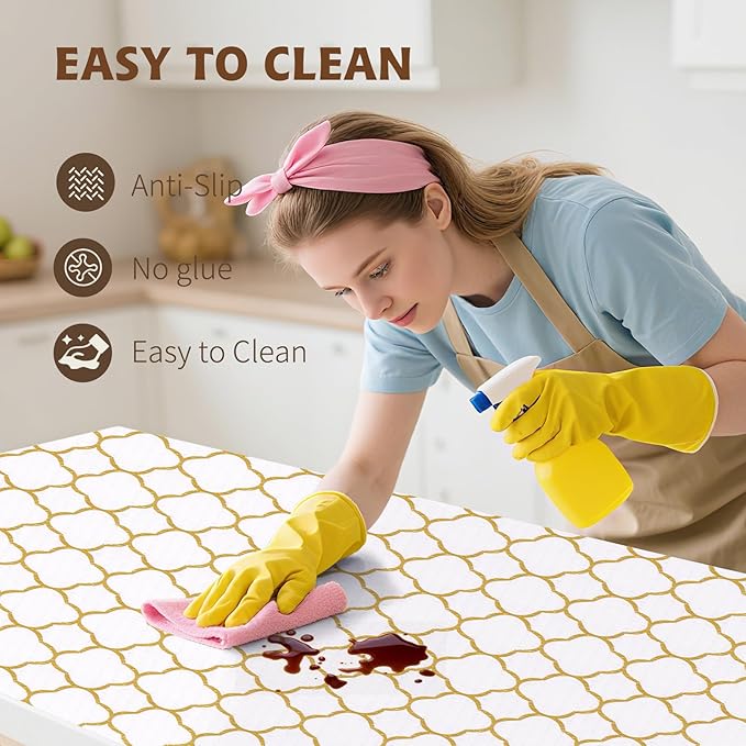 Shelf Liners for Kitchen Cabinets 23in x 20FT Non Adhesive Drawer Liner Gold - Image 5
