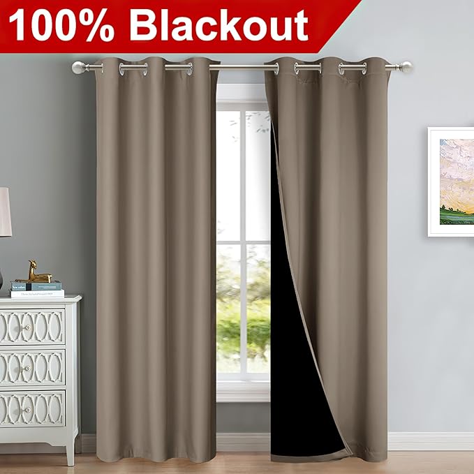 NICETOWN Blackout Curtains 80 inches Long, Full Light Blocking Drapes - Image 2