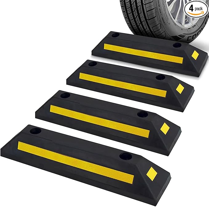 Pyle Curb Garage Vehicle Floor Safety Heavy Duty Rubber Parking Lot Driveway by PyleUSA