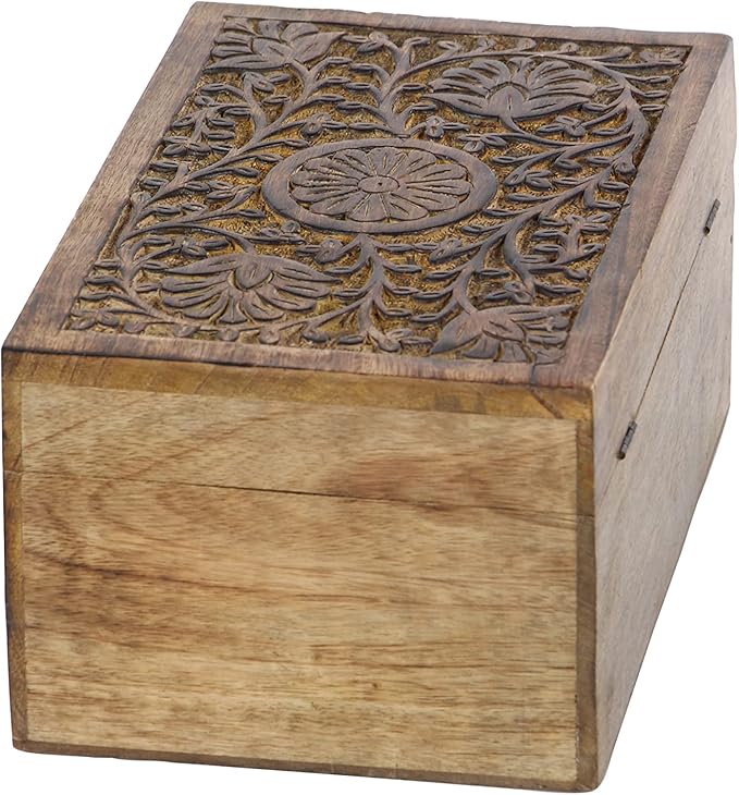 Deco 79 Mango Wood Floral Handmade Decorative Box Decorative Keepsake Boxes - Image 10