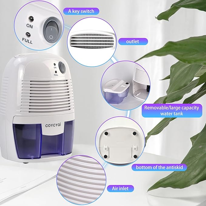 Small Dehumidifier, 12V3A adapter，1200 Cubic Feet Portable Mini Dehumidifier - Image 7