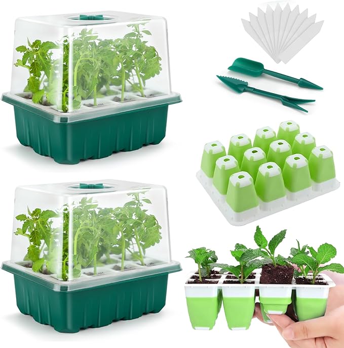Seed Starter Tray, 24 Cells Indoor Seed Starter Kit, Flexible Silicone Designed by Ryscam