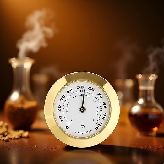 Gold Upgraded Hygrometer Humidity Meter Mini 38mm Round Glass Analog Hygrometer - Image 5