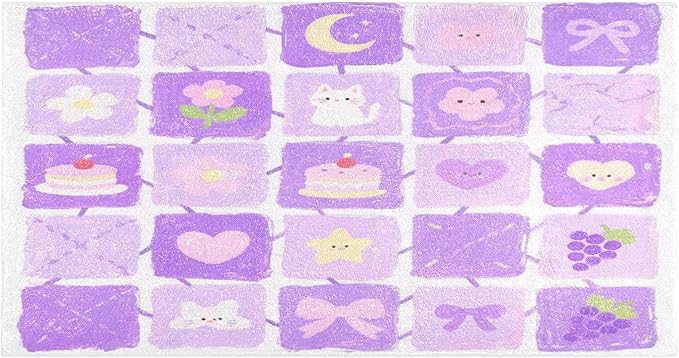 Purple Flower Cake Grid Bath mats by Unknown