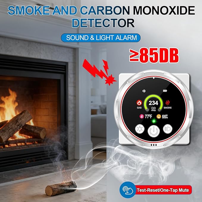 5 in 1 Smoke Detector Carbon Monoxide Detectors Plug in, Natural Gas Leak - Image 3