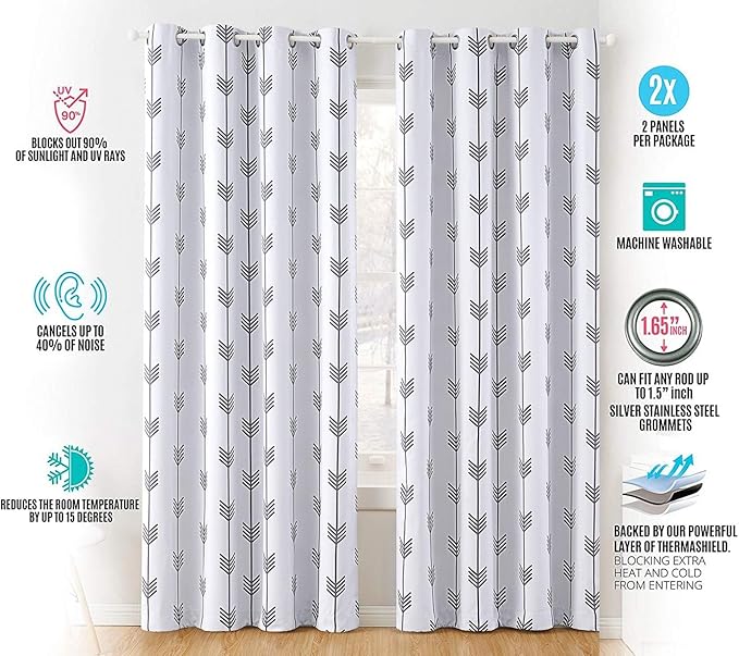 HLC.ME Arrow Printed Privacy Blackout Energy Efficient Room Darkening Thermal - Image 4