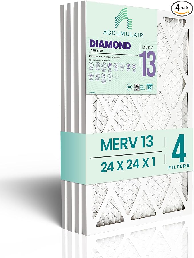 Accumulair Diamond 24x24x1 MERV 13 HVAC Air Filter | Replacement Air Filter by Accumulair