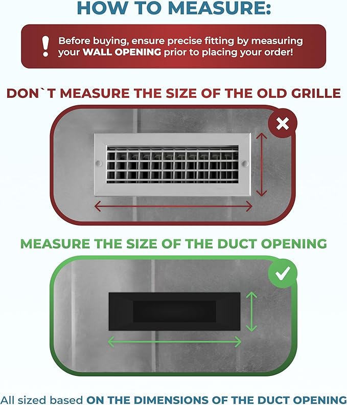 Aluminum 12 x 6 In Heater Vent Deflector Wall AC Grille – Premium Register Vent - Image 2