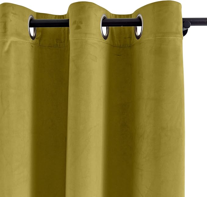 ChadMade Blackout Lined Premium Velvet Curtain Fawn 72Wx96L Inch, Eyelet Grommet - Image 2