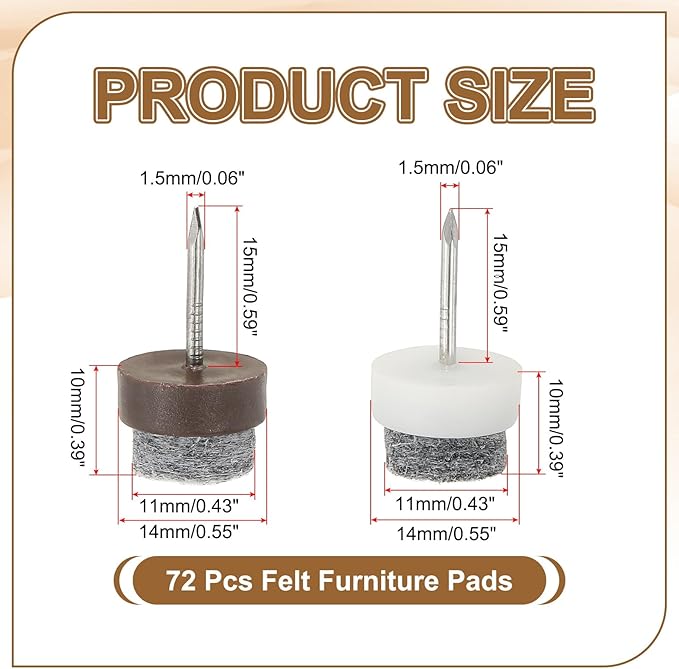PATIKIL 14 mm Nail-on Felt Pads - Image 2