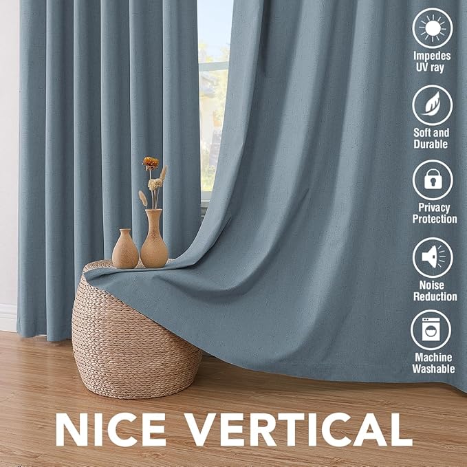 H.VERSAILTEX Linen Blackout Curtains 45 Inches Long 100% Blackout Thermal - Image 7