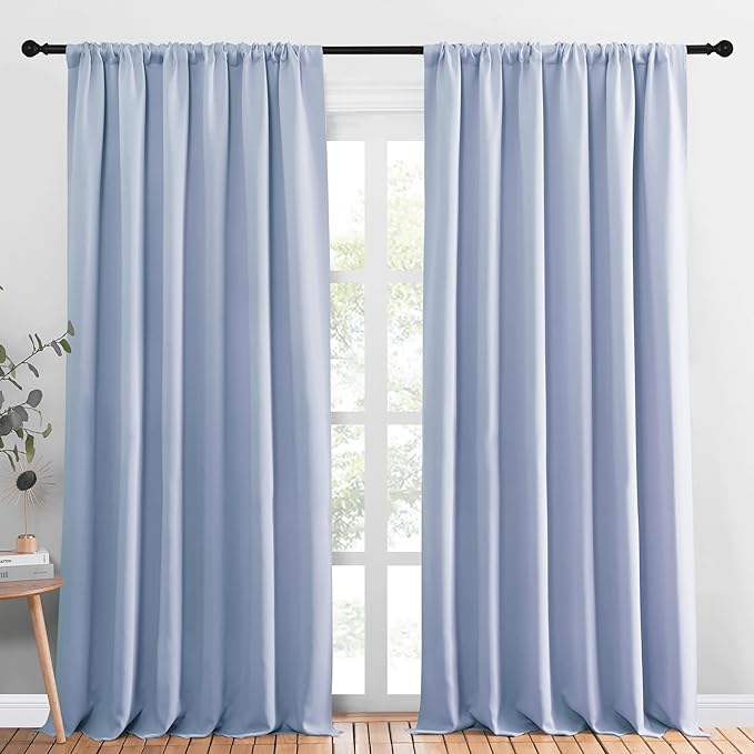 NICETOWN Blackout Curtains Window Draperies, Vintage Blue, 70 by 95 inches Long by NICETOWN