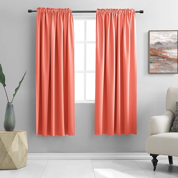 DONREN Coral Room Darkening Curtain Panels by DONREN