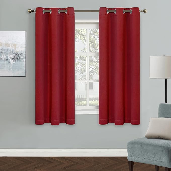 MYSKY HOME Red Curtains Bedroom Curtains 63 Inch Long Blackout Curtains by MYSKYHOME