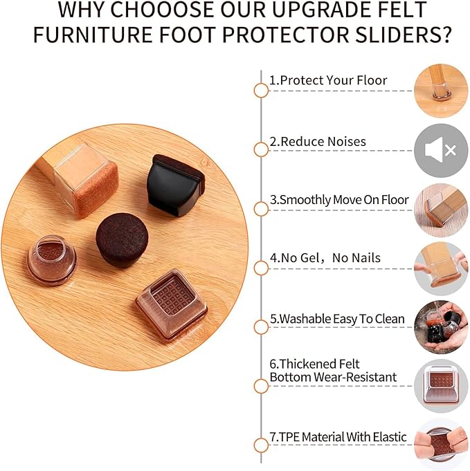 16PCS Silicone Chair Leg Caps, Chair Leg Floor Protectors - Image 6