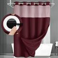 No Hook Shower Curtain and Liner Set, Burgundy Hotel Waffle Shower Curtain by Unknown