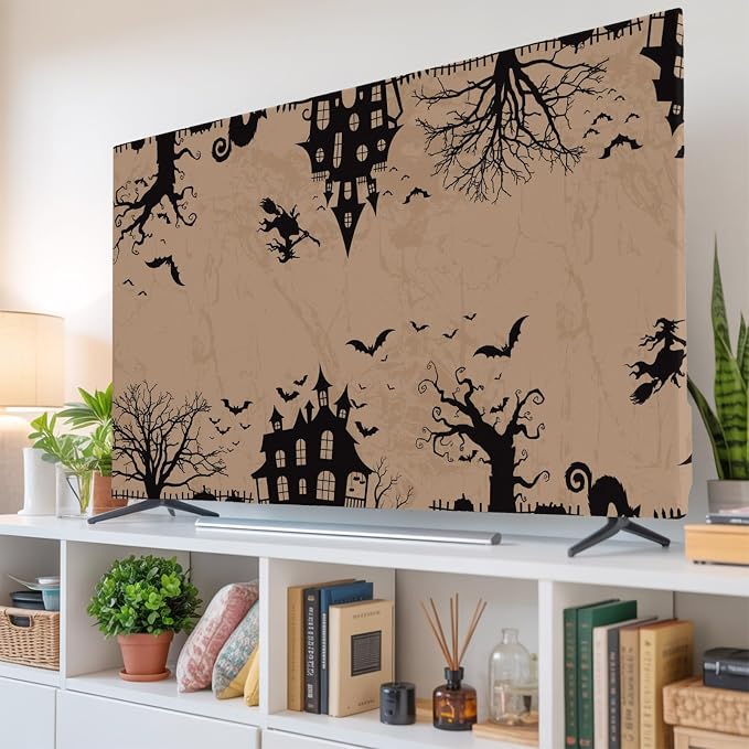 Halloween Flying Witch Indoor TV Cover, Elastic TV Screen Protector Vintage - Image 6