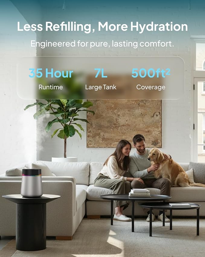 7L Ultrasonic Stainless Steel Cool Mist Humidifier - Image 3