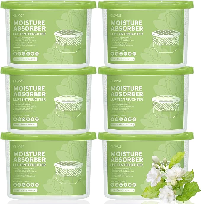 CLEVAST Moisture Absorber Boxes 6 Pack, 12 Oz Dehumidifier by CLEVAST