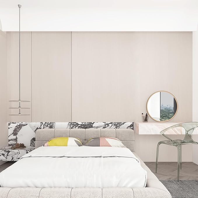 Extra Wide 48"x354" Thicken Off White Wood Grain Peel and Stick Wallpaper Wood - Image 3