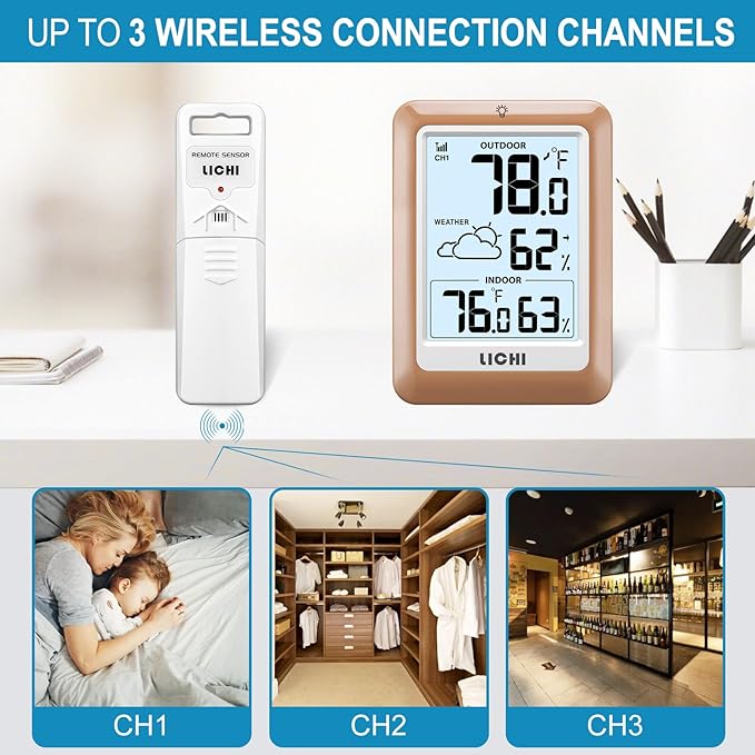 Indoor Outdoor Thermometer Wireless Weather Station, Internal External - Image 4