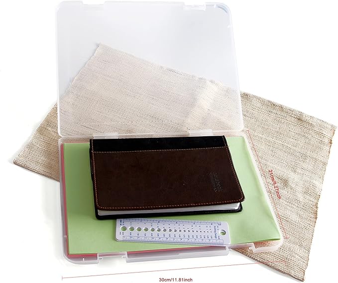 Portable A4 File Box Transparent Plastic Box Document Paper Protector Desk - Image 4